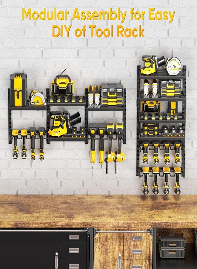 POKIPO Modular Power Tool Organizer Wall Mount, Adjustable Height Metal Power Tool Storage Rack with 3 Assembly Styles, 2 Tier Heavy Duty Cordless Drill Holder for Garage Workshop - Image 3