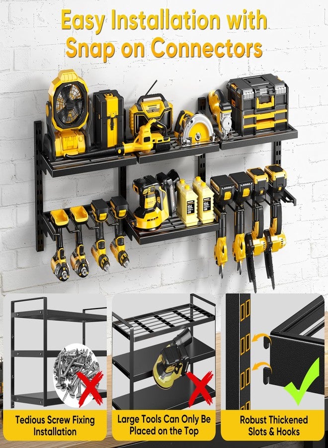 POKIPO Modular Power Tool Organizer Wall Mount, Adjustable Height Metal Power Tool Storage Rack with 3 Assembly Styles, 2 Tier Heavy Duty Cordless Drill Holder for Garage Workshop - Image 5