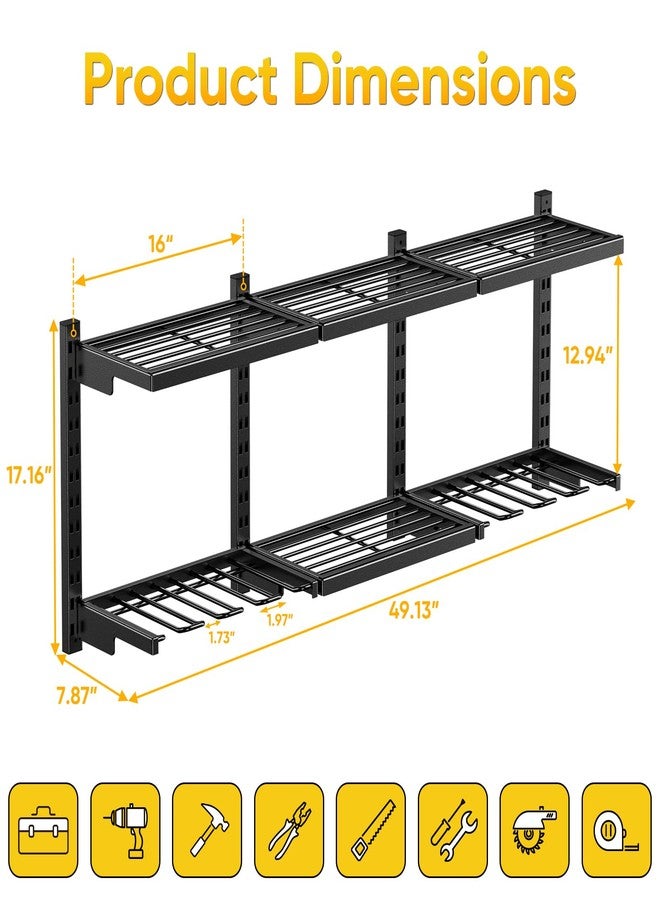POKIPO Modular Power Tool Organizer Wall Mount, Adjustable Height Metal Power Tool Storage Rack with 3 Assembly Styles, 2 Tier Heavy Duty Cordless Drill Holder for Garage Workshop - Image 2