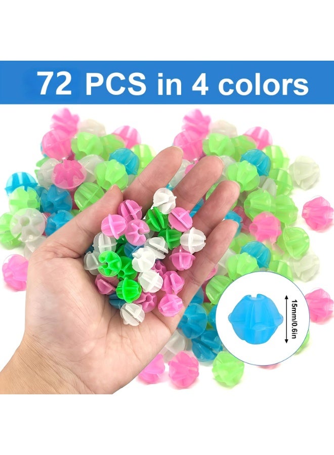 72Pcs Glow In The Dark Bike Spoke Beads, Colorful Plastic Round Noisy Beads, Kids Bicycle Wheel Clip-on Decor Accessories - Image 3