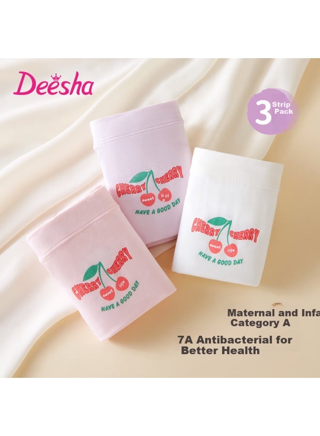 Deesha Girls' Antibacterial Ice Silk Boxer Briefs 3-pack, Class A, Mid To Large Size, Developmental Stage - Image 1