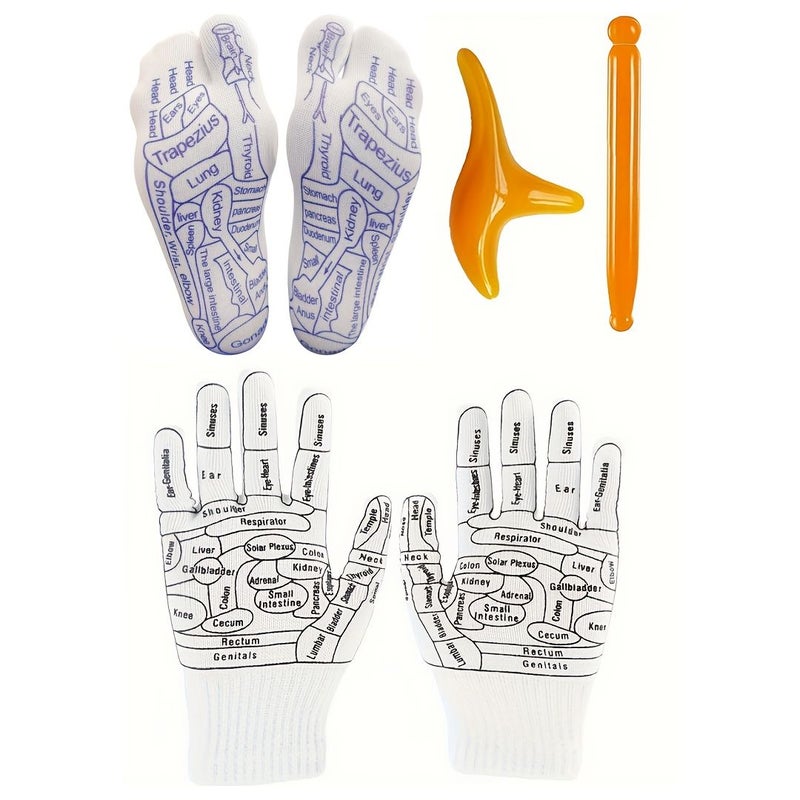 6 Piece Sock Glove Massage Tool Set For Hand Foot Relaxation Men Gift - Image 1