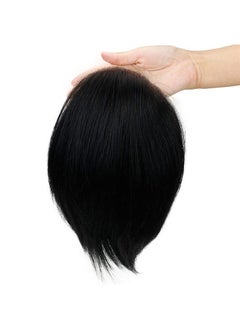 Men's Toupee 8inch Hairpieces 100% European Virgin Human Hair Replacement System Hair Topper Pieces for Men Swiss Lace Net with PU Base Size 4.33x6.69 inch 1B Black Color