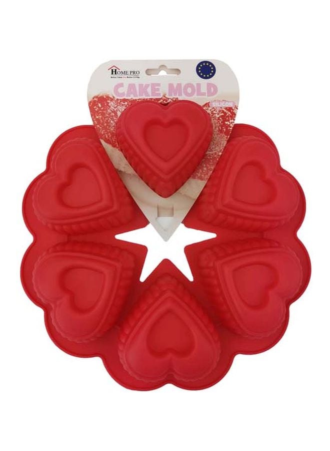 Home Pro 6-Cavaties Silicone Cake Mould Red 25x25x4cm - Image 1