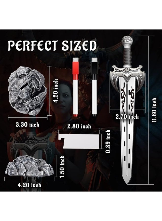 CZYY Initiative Tracker Acrylic Laser Cut Sword in The Stone Base with 12 PCS Erasable Taken Flags Perfect for D&D, Dungeons & Dragons, Pathfinder and Other Tabletop RPG - Image 3