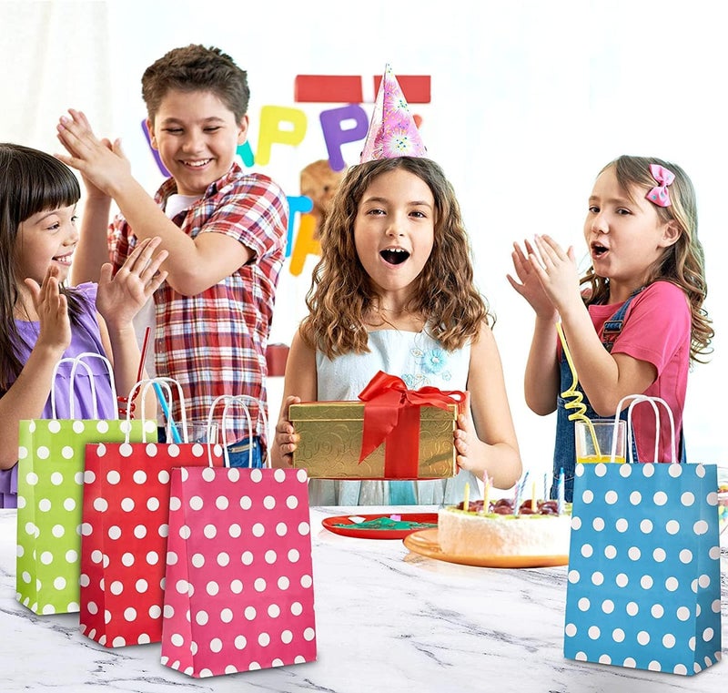 RanGit Bhumi Gift Bags- 20pcs Polka Dots Paper Bags with Handles, Party Favor Goodie Treat Bag- Small Paper Carry Bags for Birthday, Wedding, Festivals, Return Gifts (Small-Polka Dots, Pack of 20) - Image 4