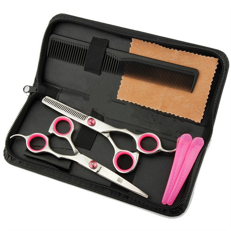 Professional Hair Cutting Scissors Shears Barber Thinning Set Kit Family Hair CuttingBarber Hair Cutting Tool Thinning texturizingPink 6