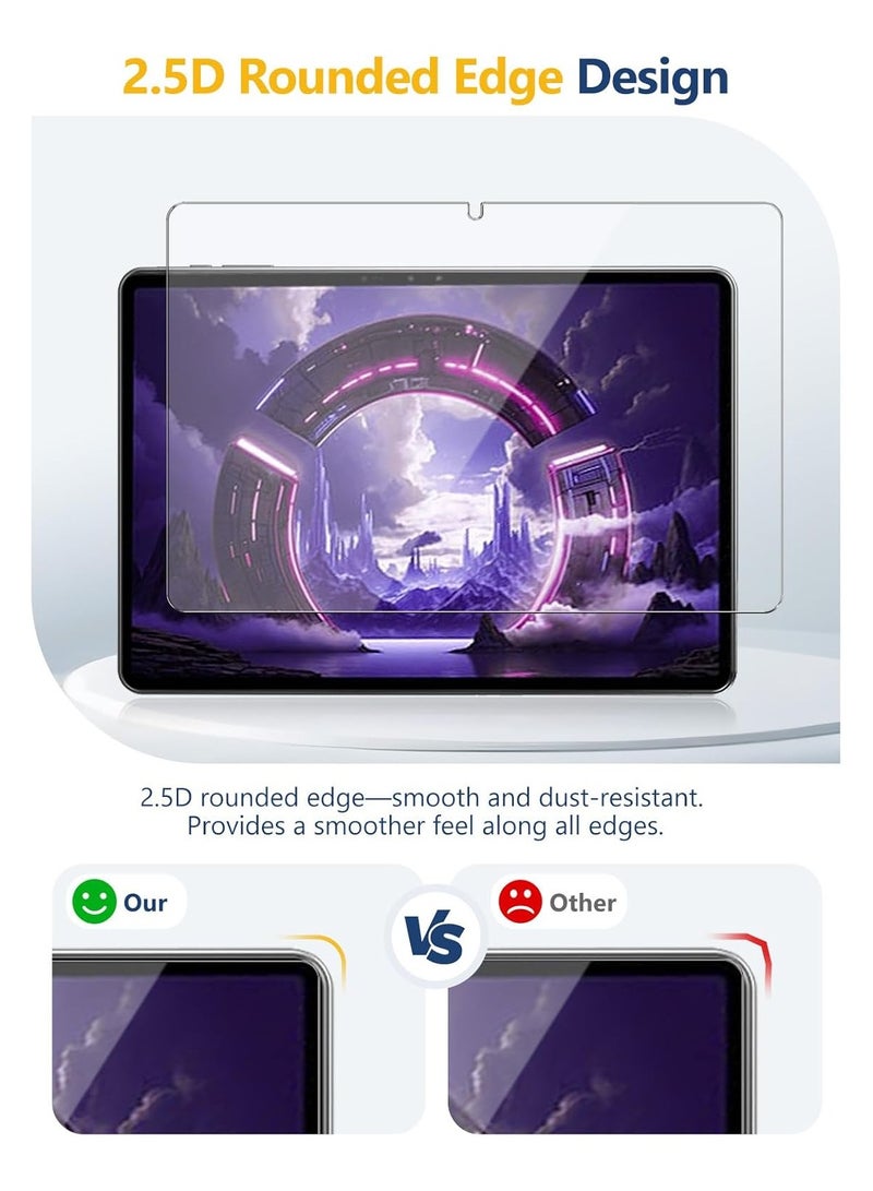 عام واقي شاشة من الزجاج المقسى متوافق مع Lenovo Legion Y900 13 بوصة (2026) AI Pad (TB522FU) – عبوة مكونة من قطعتين: مقاوم للخدش، صلابة 9H، خالٍ من الفقاعات، شفاف وعالي الدقة. - Image 3