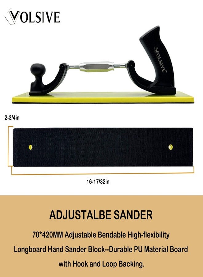 VOLSIVE Adjustable Sander Longboard Hand Sanding Blocks with Hook & Loop Backing Handle Sander, 7x42cm - Image 2