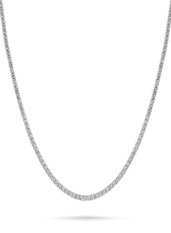 بيركيل قلادة تشوكر أنيقة من الفضة الإسترلينية عيار 925 مرصعة بالزركونيا المكعبة، طولها 14 بوصة، مطلية بالروديوم، شفافة. - Image 1