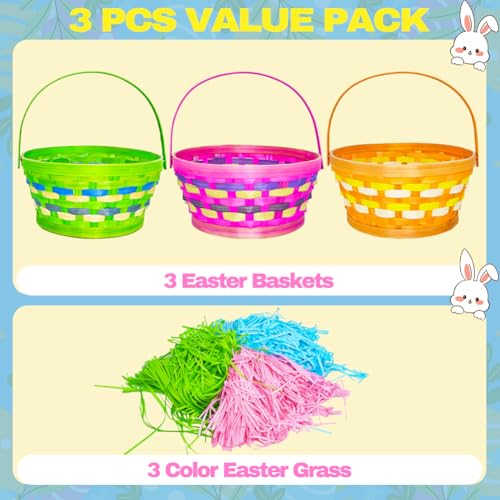 LUKBERA 3 pcs Small Wicker Basket with Handle Flower Girl Baskets Oval Willow Woven Braided Gift Basket for Weddings Picnic Baby Shower Home Garden Decor - Image 2