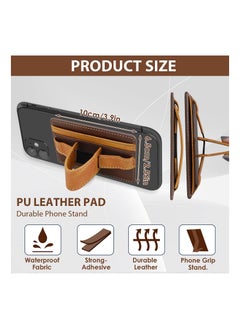 SYOSI Cell Phone Card Holder Pouch Self-Adhesive Phone, Brown, Stick on Wallet Card Holder for Back of Phone Case Leather ID Card Holder Sleeve Pouch Credit Card Grip Holder  - Image 4
