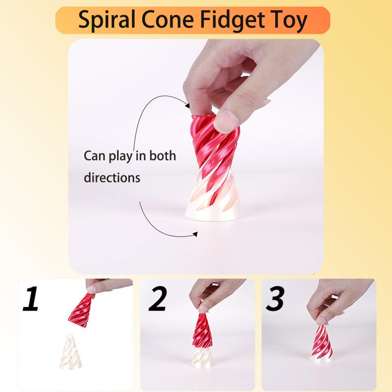 Lyzbbsoy 6Pcs Spiral Cone Fidget Toy,Impossible Cone Impossible Pyramid Passthrough Toy,3D Printed Spiral Cone Fidget Toy,Mini Vortex Thread Illusion Desktop Deco Souvenir Gift for Anxiety Relaxing - Image 4