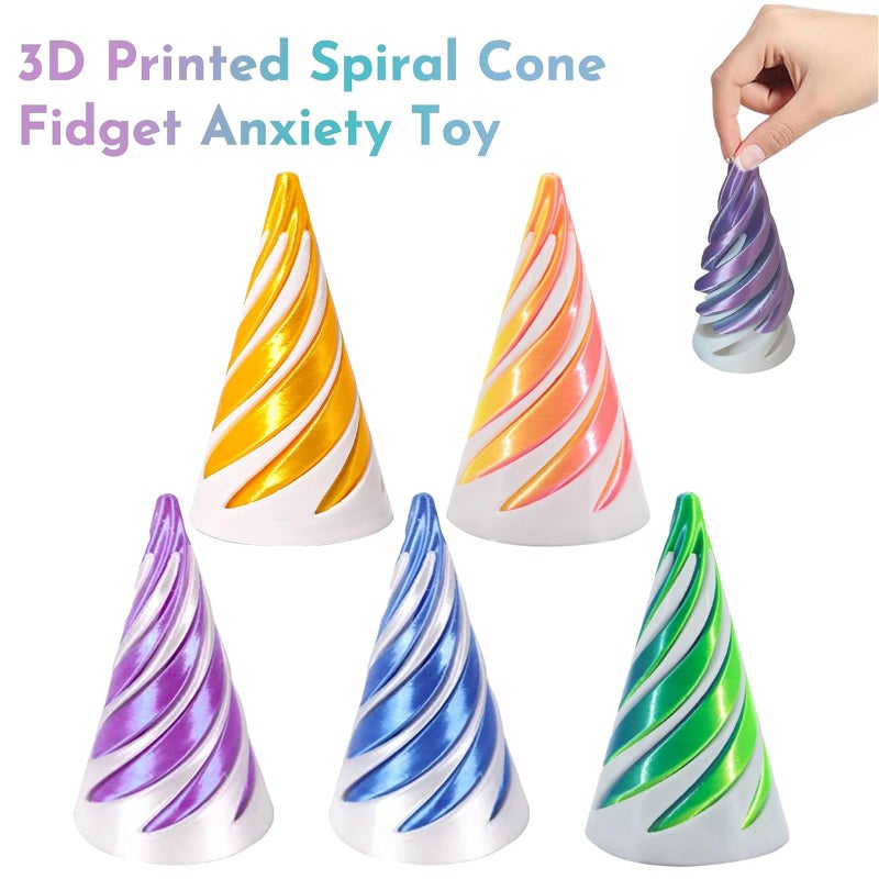 Lyzbbsoy 6Pcs Spiral Cone Fidget Toy,Impossible Cone Impossible Pyramid Passthrough Toy,3D Printed Spiral Cone Fidget Toy,Mini Vortex Thread Illusion Desktop Deco Souvenir Gift for Anxiety Relaxing - Image 2
