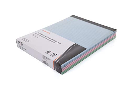 Mintra Office Recycled Writing Pads 6pk (Pastel, Wide Ruled (8.5in x 11in)) - 50 Sheets per Notepad, Micro perforated, Legal Pad, Notebook Paper for School, College, Office, Business - Image 2