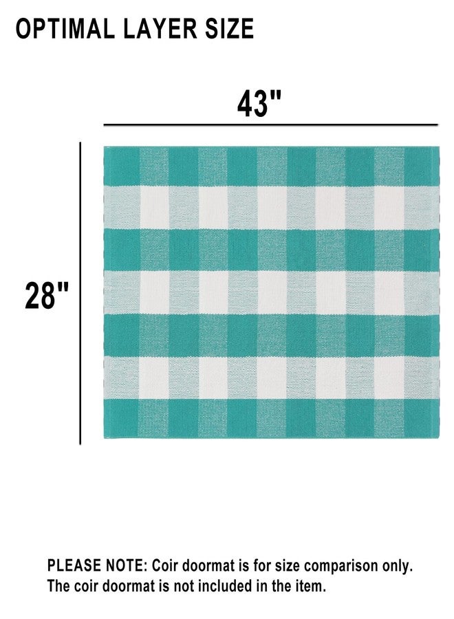 Fallovea Spring Rugs Green and White Plaid, 28” x 43” Area Rug Outdoor Indoor Easter Front Porch Door Mats Cotton Hand-Woven Layered Doormat for Entryway Patio Entryway Laundry Bedroom Living Room - Image 3
