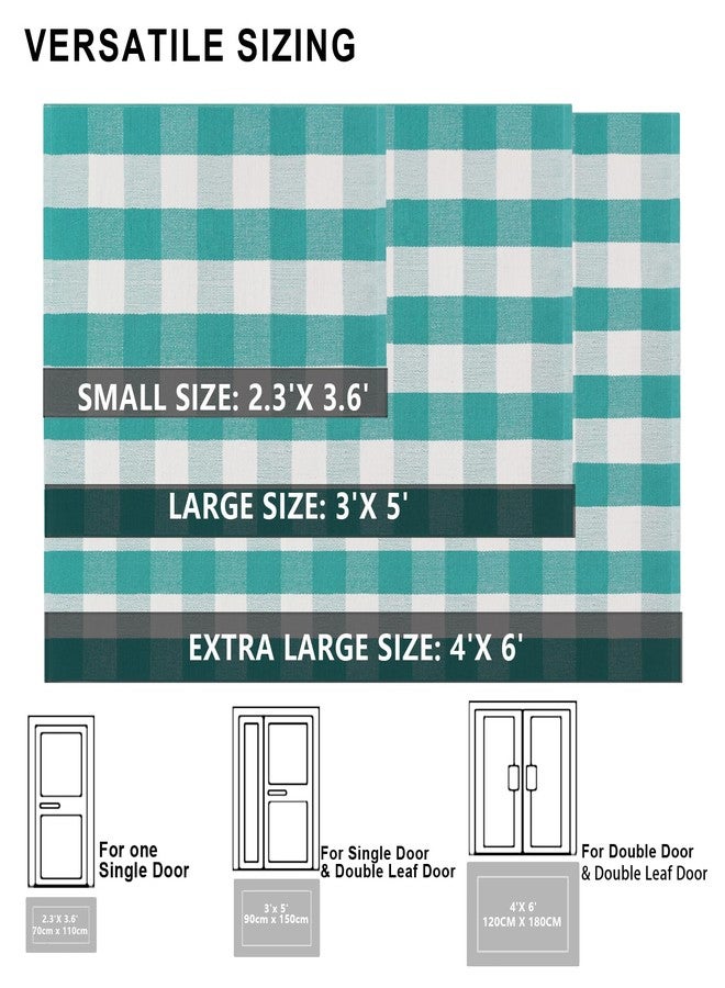 Fallovea Spring Rugs Green and White Plaid, 28” x 43” Area Rug Outdoor Indoor Easter Front Porch Door Mats Cotton Hand-Woven Layered Doormat for Entryway Patio Entryway Laundry Bedroom Living Room - Image 4