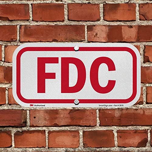 SmartSign 6" x 12" Fire Department Connection FDC Sign, 63 mil, 3M Laminated Engineer Grade Reflective Aluminum, Red and White - Image 5