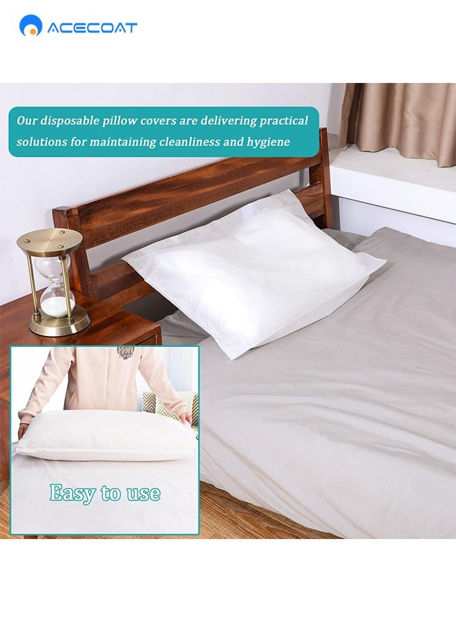 ايسكوت أغطية وسائد قابلة للتصرف، وسائد بيضاء للفنادق، أغطية وسائد للاستخدام الفردي، أغطية وسائد غير منسوجة، مستلزمات أسرّة قابلة للتصرف للسفر، مستلزمات أسرّة منزلية قابلة للتصرف (10 قطع). - Image 4
