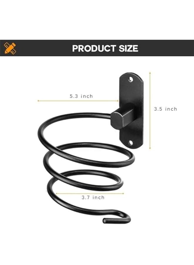 Bathroom Hair Dryer Holder Hair Care Tools Holder Wall Mount (Black) - Image 5