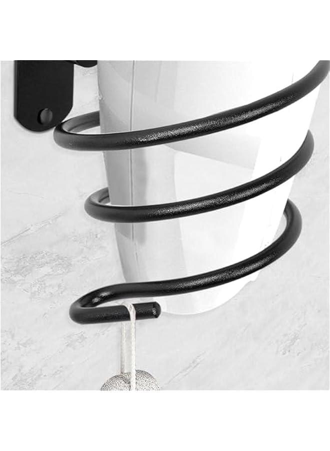 Bathroom Hair Dryer Holder Hair Care Tools Holder Wall Mount (Black) - Image 4