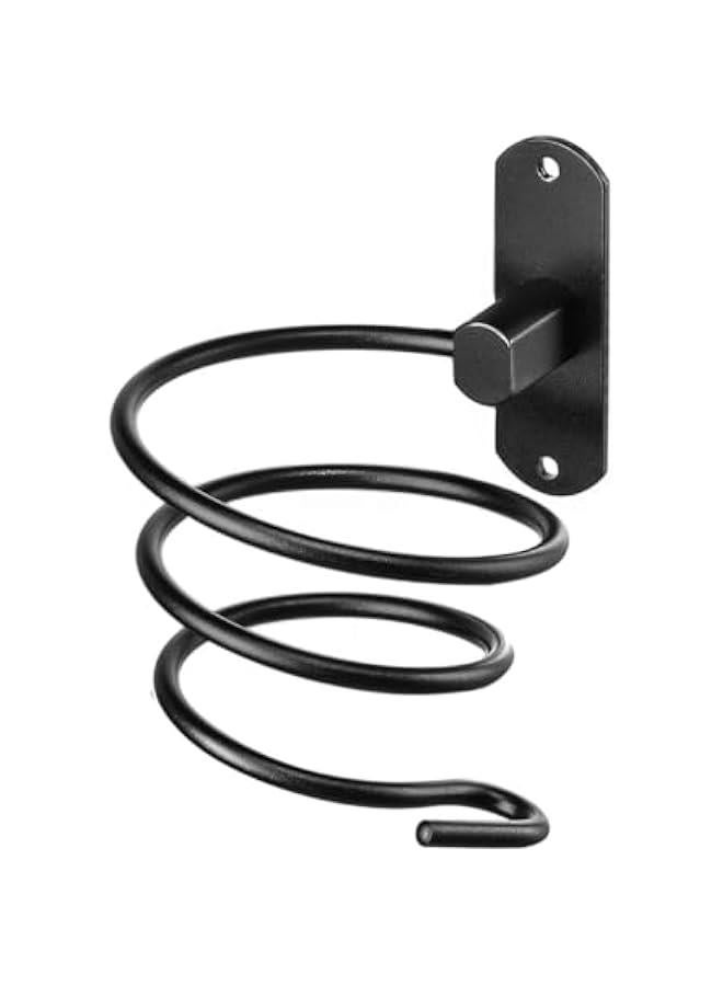 Bathroom Hair Dryer Holder Hair Care Tools Holder Wall Mount (Black) - Image 1