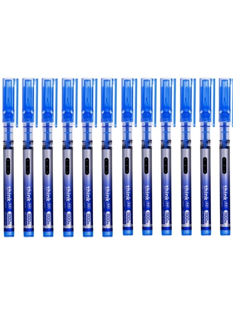 Deli - 12-Piece Needle Ink Gel Pen 0.5mm Tip Blue Ink - Image 1