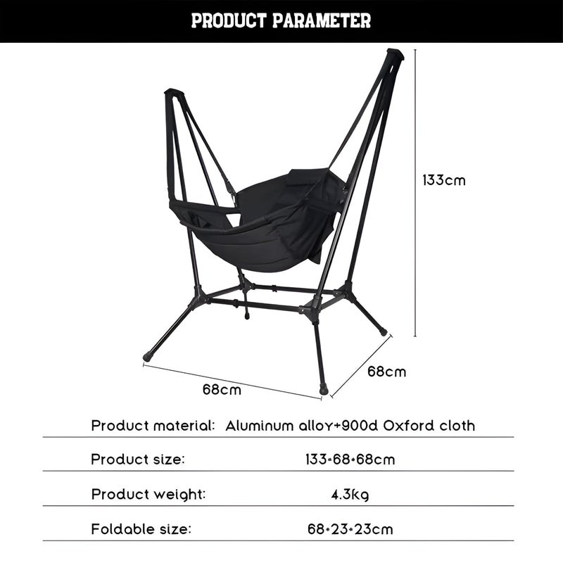 GION GION Folding Swinging Hammock Chairs with Storage Bag Wear Resistant and Slip Resistant Camping Swing Chair Supports 330lbs Portable Rocking Chair  - Image 2