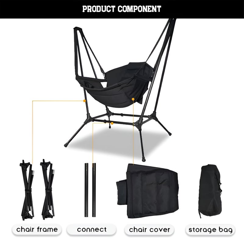 GION GION Folding Swinging Hammock Chairs with Storage Bag Wear Resistant and Slip Resistant Camping Swing Chair Supports 330lbs Portable Rocking Chair  - Image 3