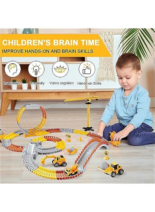 HOOKOR Construction Toys 190Pcs Race Track Sets for Boys Kids Excavator Toy Toddler Train Set Flexible Car Track Gift for 3 4 5 6+ Years Old Children - Image 4