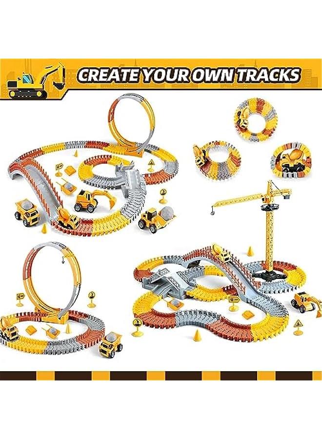 HOOKOR Construction Toys 190Pcs Race Track Sets for Boys Kids Excavator Toy Toddler Train Set Flexible Car Track Gift for 3 4 5 6+ Years Old Children - Image 3