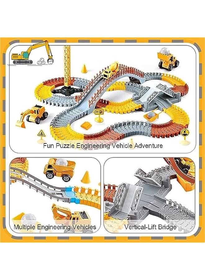 HOOKOR Construction Toys 190Pcs Race Track Sets for Boys Kids Excavator Toy Toddler Train Set Flexible Car Track Gift for 3 4 5 6+ Years Old Children - Image 2