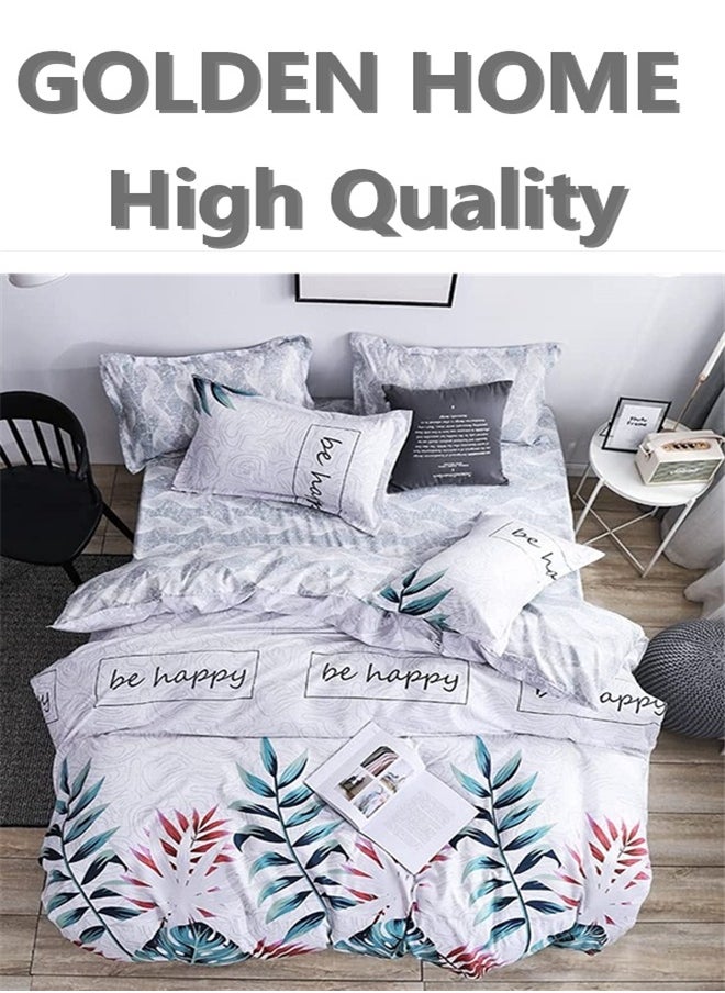 GOLDEN HOME طقم غطاء لحاف بنمط مخطط مكون من 6 قطع مقاس كينج/كوين/مفرد. تتضمن المجموعة 1 غطاء لحاف، 1 ملاءة سرير جاهزة، 4 أكياس وسائد  - Image 1