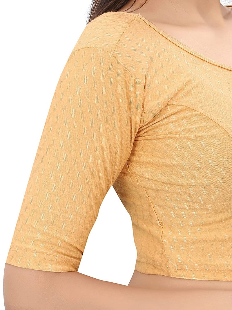 Bhochi Round Neck Cotton Spendex|Stretchable Blouse for Women|Readymade Blouse for Women|Blouses|Stretchable Blouse Readymade - Image 4