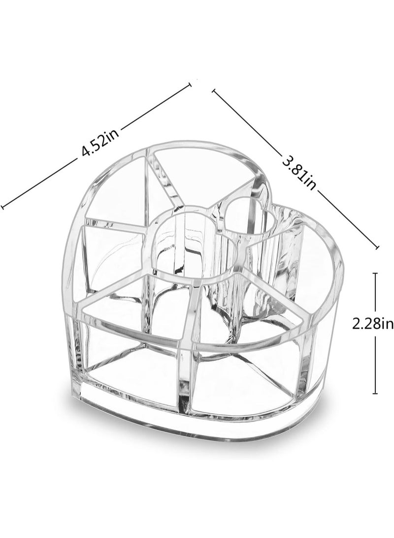 منظم روج وأحمر شفاه أكريليك شفاف بتصميم قلب أنيق 8 فتحات – منظم مكياج صغير للتسريحة والحمام – حامل ليب جلوس ومستحضرات التجميل بتصميم جمالي كيوت – مقاس 11.5 × 9.5 × 5.8 سم – علبة تخزين متينة مقاومة للكسر وسهلة التنظيف – مثالي لتنظيم وترتيب المكياج والهدايا - Image 2