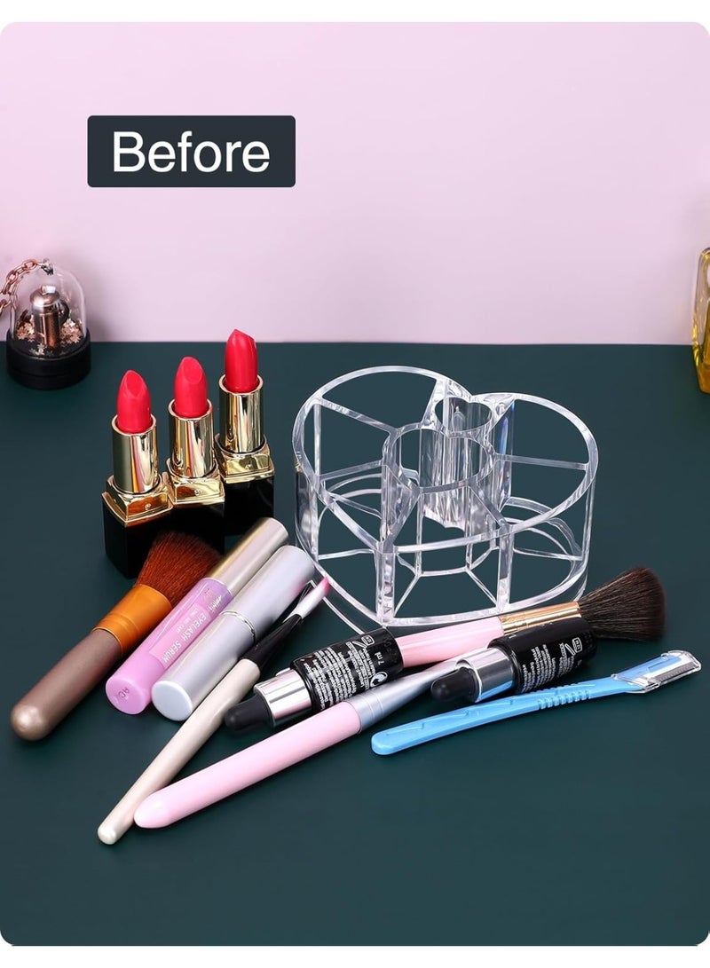 منظم روج وأحمر شفاه أكريليك شفاف بتصميم قلب أنيق 8 فتحات – منظم مكياج صغير للتسريحة والحمام – حامل ليب جلوس ومستحضرات التجميل بتصميم جمالي كيوت – مقاس 11.5 × 9.5 × 5.8 سم – علبة تخزين متينة مقاومة للكسر وسهلة التنظيف – مثالي لتنظيم وترتيب المكياج والهدايا - Image 3