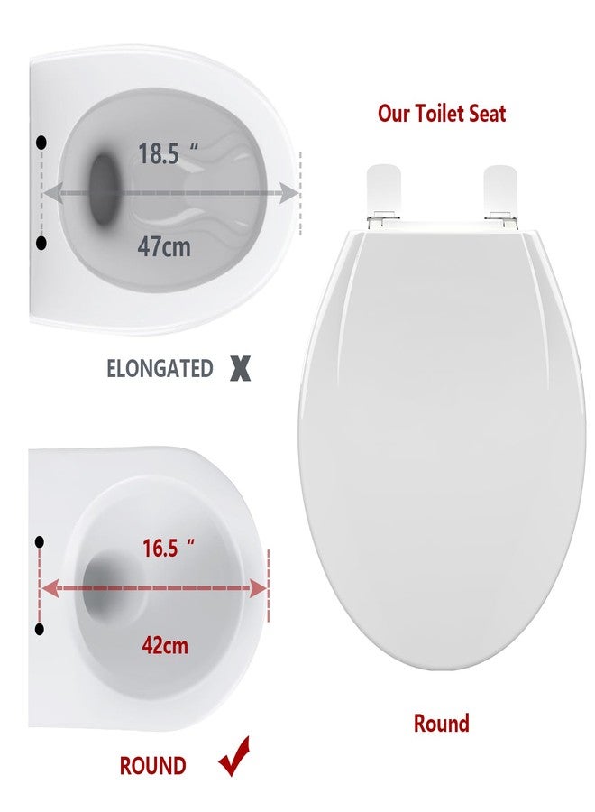 homfan Toilet Seat, Round Toilet Seat with Quick-Release And Quick-Attach, Plastic Toilet Seat with Soft Close, Never Loosen, Easy Install and clean - White - Image 4