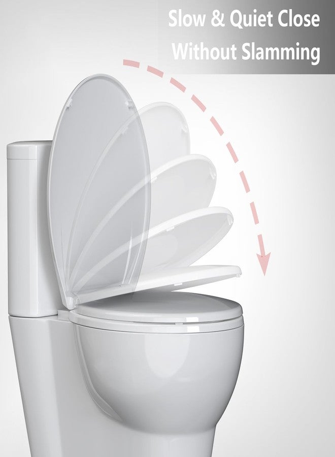 homfan Toilet Seat, Round Toilet Seat with Quick-Release And Quick-Attach, Plastic Toilet Seat with Soft Close, Never Loosen, Easy Install and clean - White - Image 3