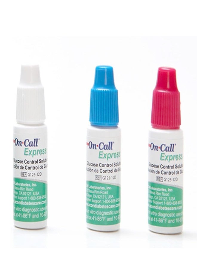 On Call Glucose Control Solution Kit by On Call Express, Level 0, 1 & 2 for Blood Glucose Meters and Test Strips, Accuracy Check & Calibration Verification, 3-Pack Bottles, 2mL Each - Image 1