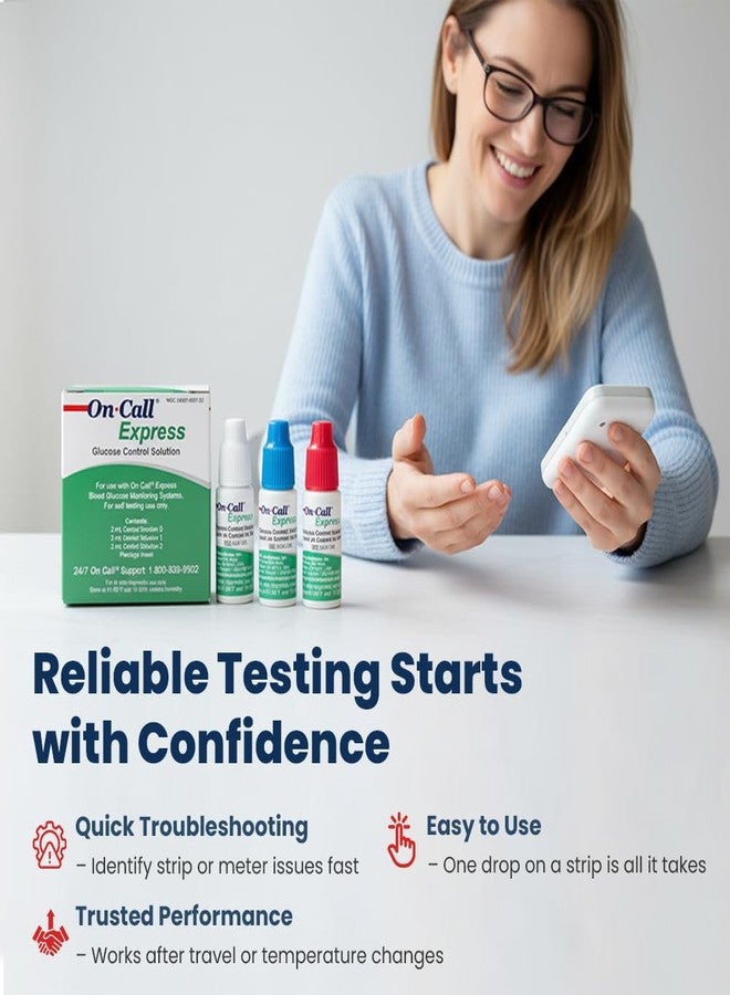On Call Glucose Control Solution Kit by On Call Express, Level 0, 1 & 2 for Blood Glucose Meters and Test Strips, Accuracy Check & Calibration Verification, 3-Pack Bottles, 2mL Each - Image 3