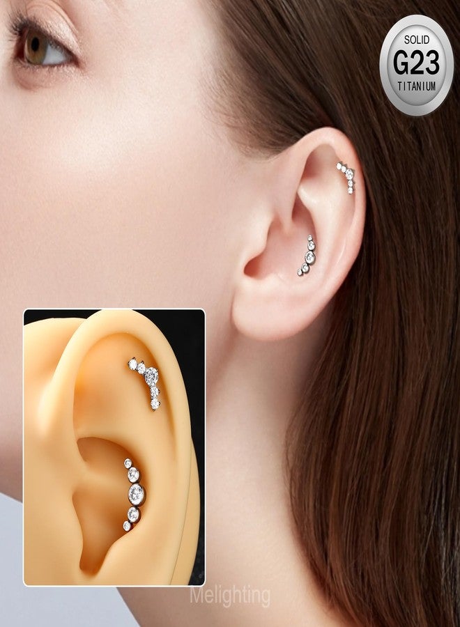 Melighting Titanium Conch Piercing Jewelry Internally Threaded 16G Cured Cartilage Earring Clear CZ Titanium G23 Helix Piercing Jewelry 8mm Labret Jewelry for Wome - Image 5