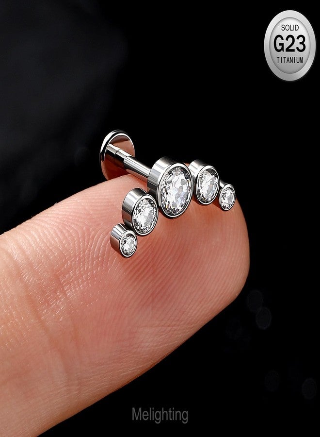 Melighting Titanium Conch Piercing Jewelry Internally Threaded 16G Cured Cartilage Earring Clear CZ Titanium G23 Helix Piercing Jewelry 8mm Labret Jewelry for Wome - Image 2