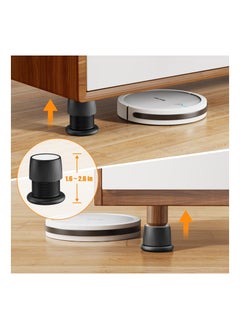 Generic Adjustable Furniture Bed Risers, 1.6-2.6 Furniture Anti-Shake Tools, Self-Adhesive Plastic Anti Slip Round Couch Risers for Bed, Sofa, Desk and Chair Legs, 4 Pcs (Black)  - Image 2
