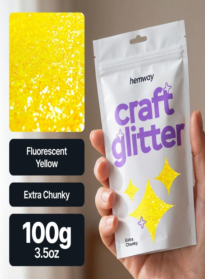 Hemway Craft Glitter Fluorescent Yellow 100g Extra Chunky Glitter for Crafts, Resin, Epoxy, Tumbler, Art, Candle, Decorations, Crafting Supplies - Image 2