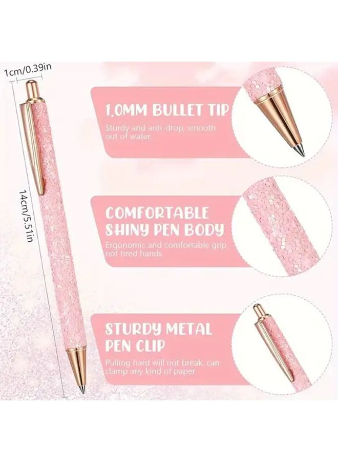 Colorful Glitter Ballpoint Pens With Metal Pen Holder Office School Supplies 11 Pack - Image 2