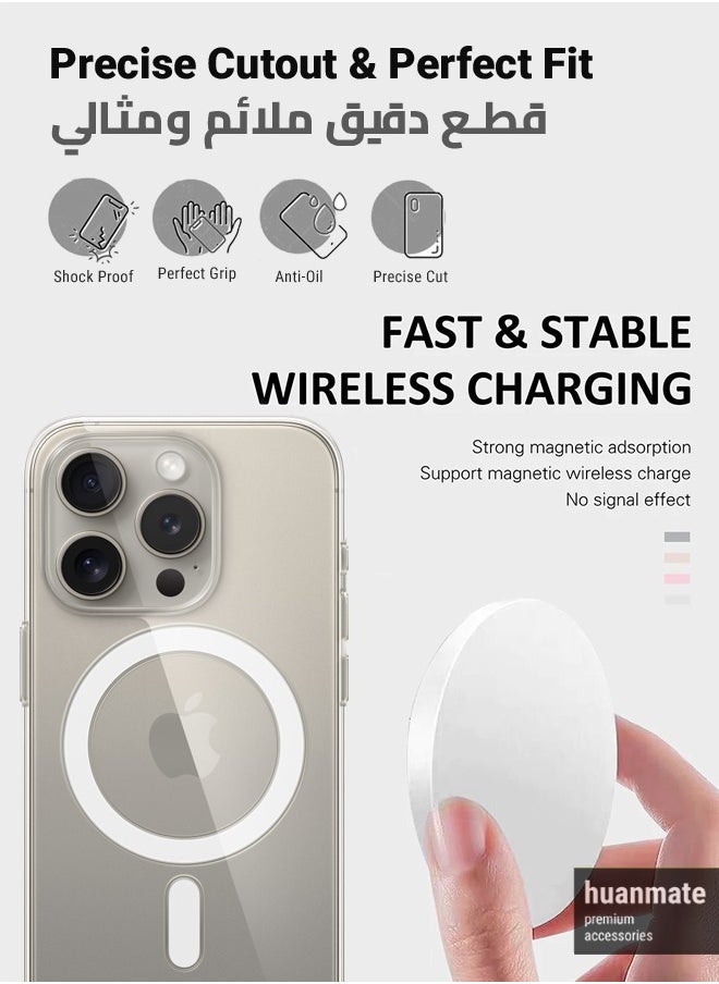 huanmate Magsafe Compatible Case Cover For Apple iPhone 15 Pro Max Clear  - Image 2