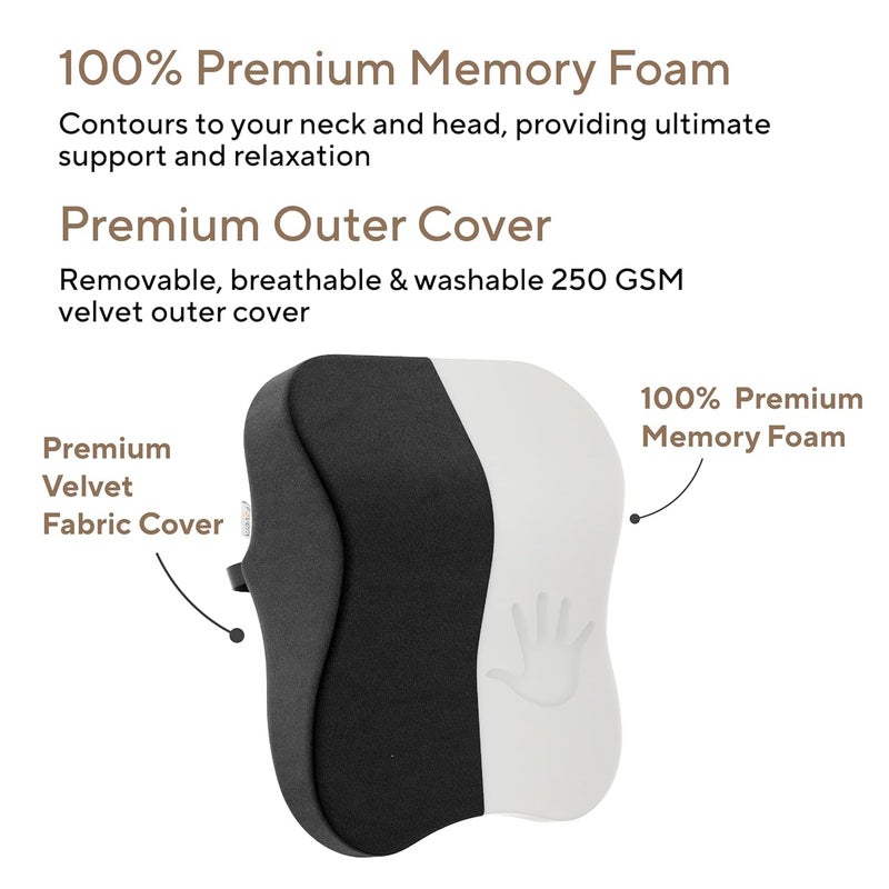 Qushi® Car Neck Rest Pillows | 2 Years Warranty | Memory Foam Car Seat Head Rest Pillow for Neck and Cervical Support - Neck Pillow for Car - Relieves Neck Pain - Image 2