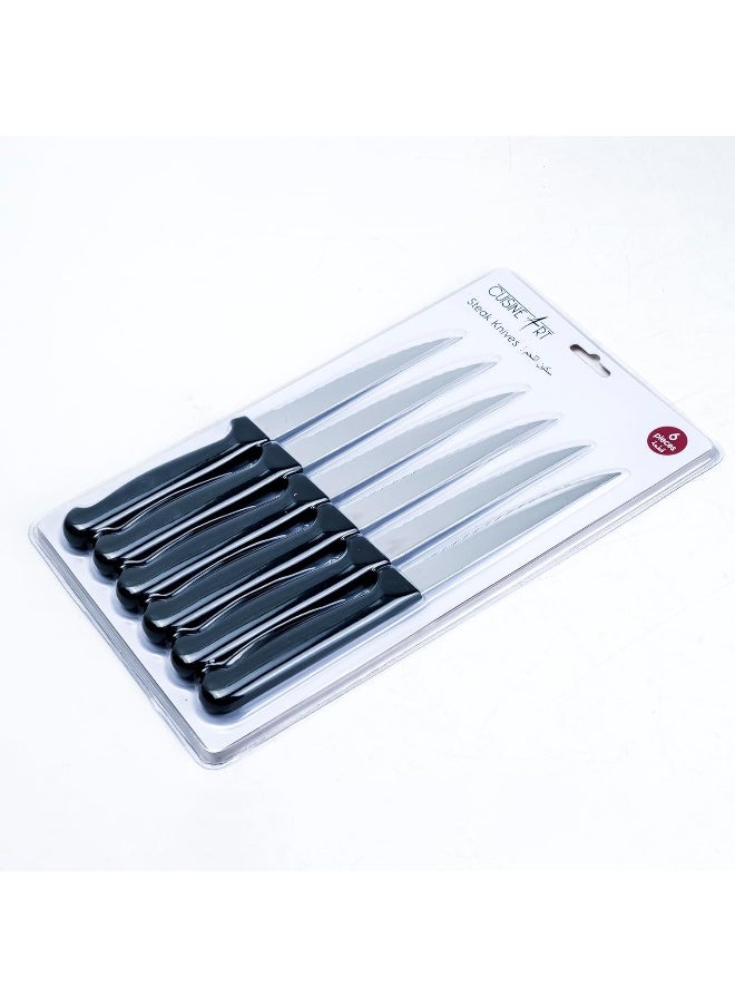 Cuisine Art Orson 9-Piece Steak Knife Set - Black Stainless Steel Serrated Blades  - Image 1