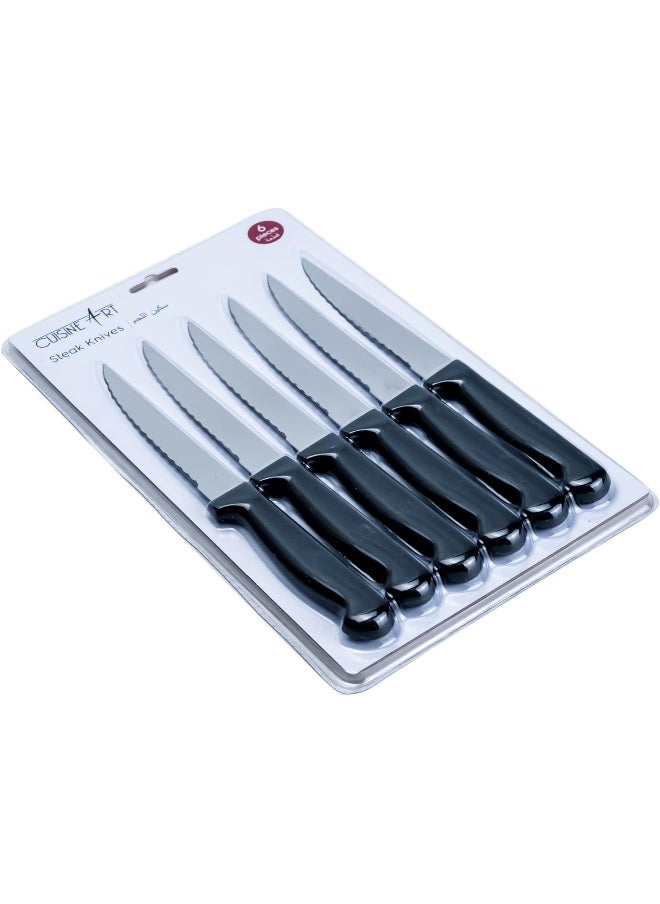 Cuisine Art Orson 9-Piece Steak Knife Set - Black Stainless Steel Serrated Blades  - Image 2