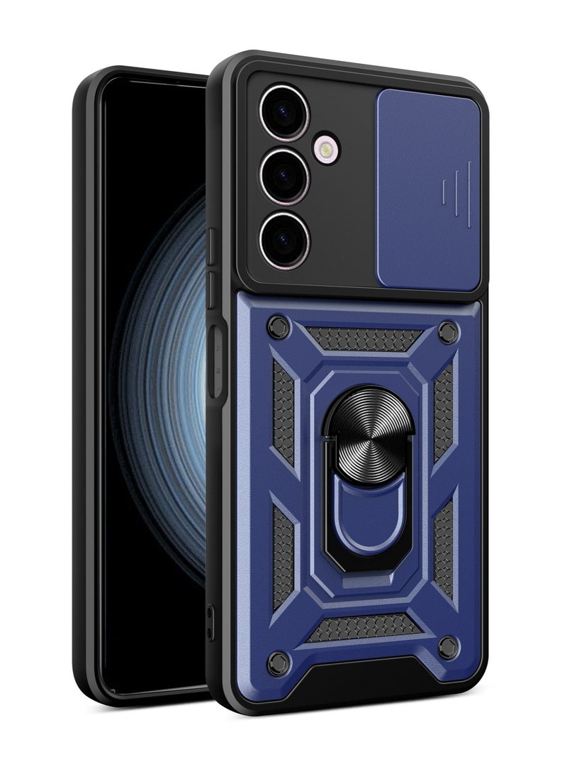 Samsung Galaxy A15 4G / 5G Case, Slide Camera Lens Cover + 360°Rotating Kickstand Ring + Support Magnetic Car Mount Shockproof Mobile Phone Case - Image 1